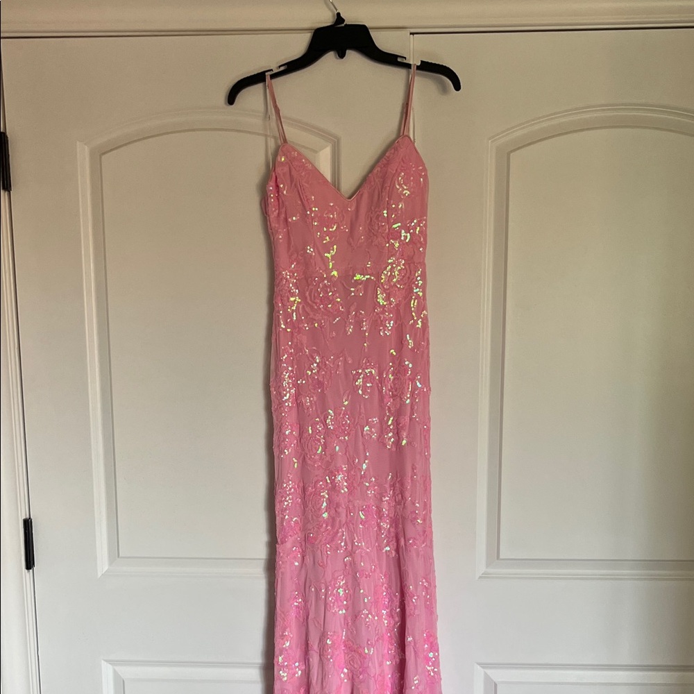 Lulu's Pink Sequin Prom Dress